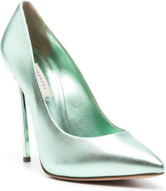 Casadei Blade Flash 130mm leather pumps Green