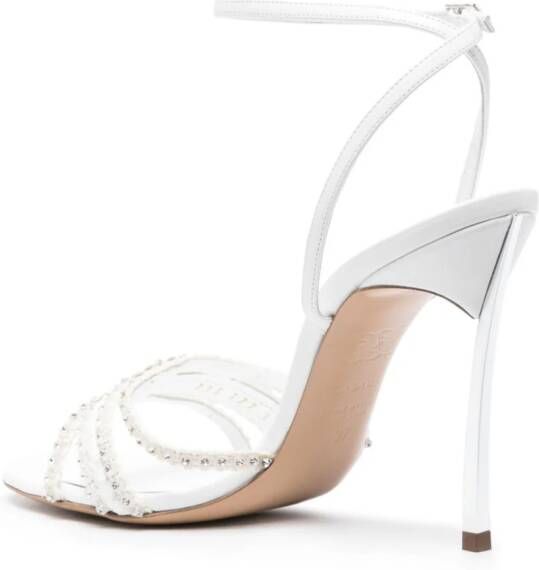 Casadei Blade Limelight 100mm leather sandals White