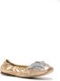 Casadei bow-detail metallic ballerina shoes Gold - Thumbnail 2