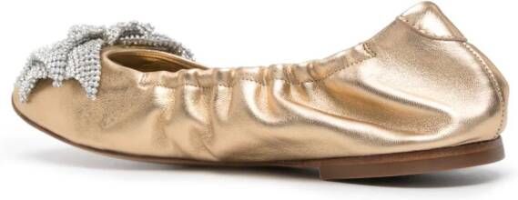 Casadei bow-detail metallic ballerina shoes Gold