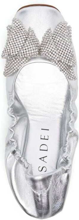 Casadei bow-detail metallic ballerina shoes Silver