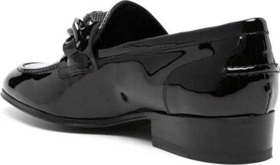 Casadei buckle-embellished patent leather loafers Black
