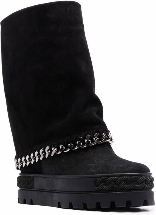 Casadei C-Chain suede boots Black