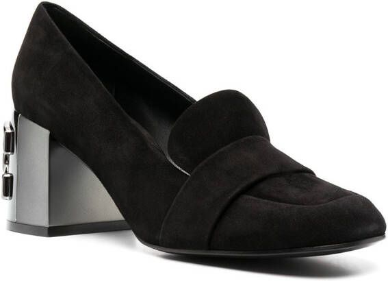 Casadei C-chain suede pumps Black