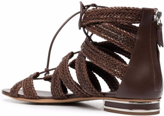 Casadei caged lace-up sandals Brown