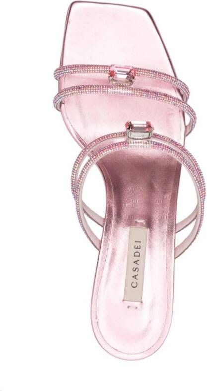 Casadei Calypso 65mm embellished leather mules Pink