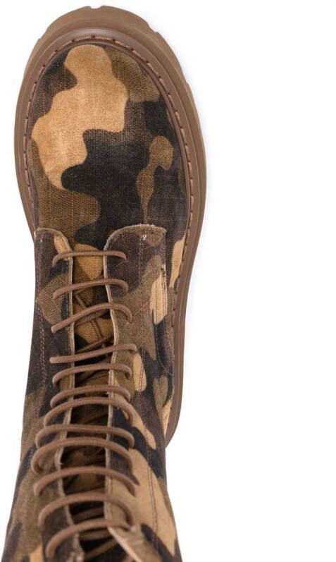 Casadei camouflage lace-up boots Brown