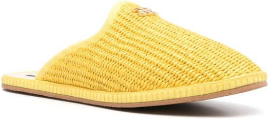 Casadei Capalbio raffia slippers Yellow