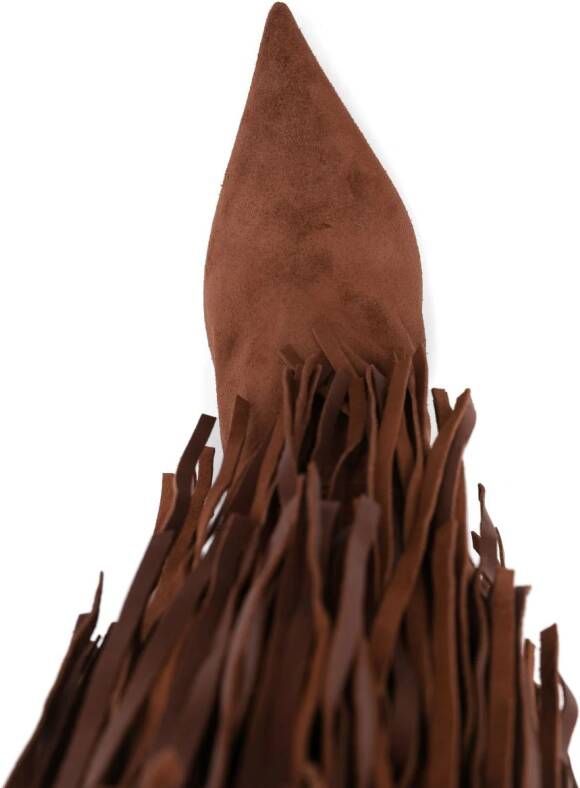 Casadei Cassidy 110mm fringed suede boots Brown