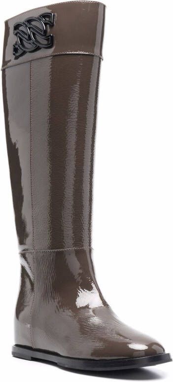 Casadei chain-detail knee length boots Brown