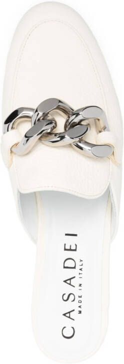Casadei chain-detail leather slippers White