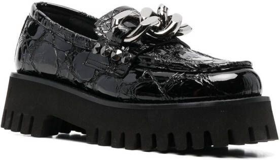Casadei chain link-detail 50mm platform loafers Black