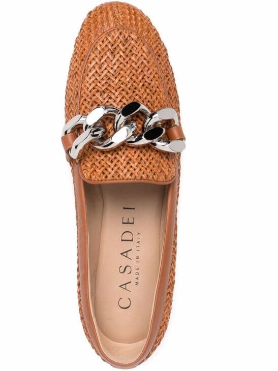 Casadei chain-link leather loafers Brown