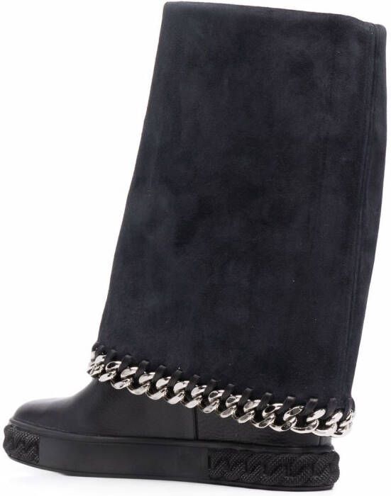 Casadei chain-link trim boots Black
