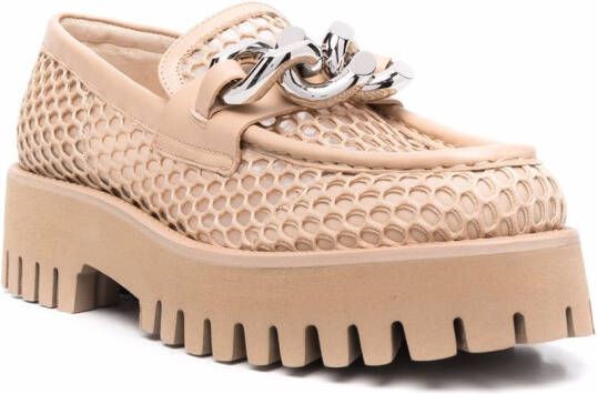 Casadei chain-trimmed platform loafers Neutrals