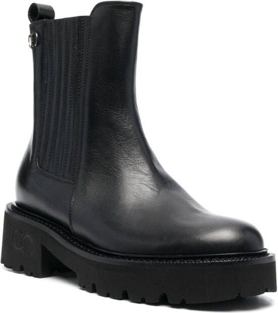 Casadei chunky leather chelsea boots Black