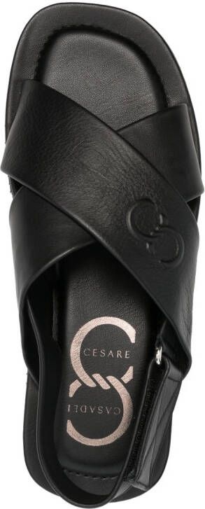Casadei crossover strap leather sandals Black