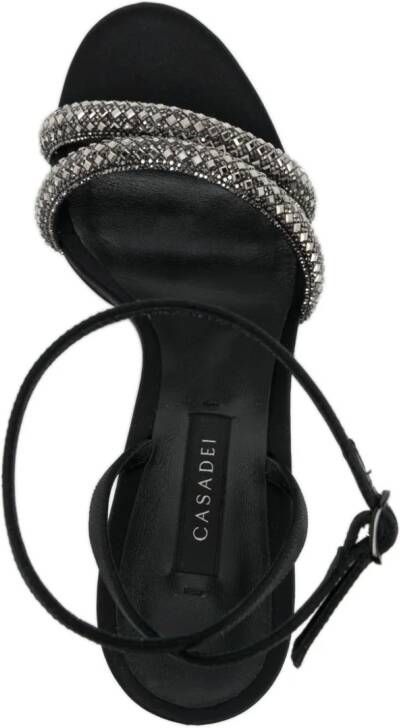 Casadei crystal-embellished 110mm platform leather pumps Black