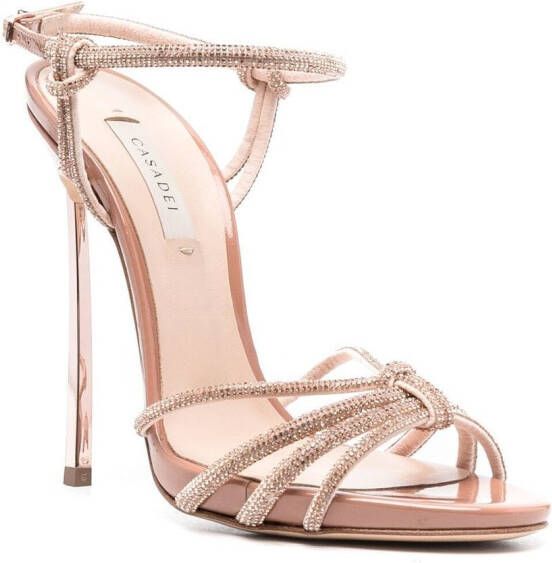 Casadei crystal-embellished 135mm heel sandals Neutrals
