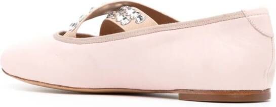 Casadei crystal-embellished ballerina shoes Pink