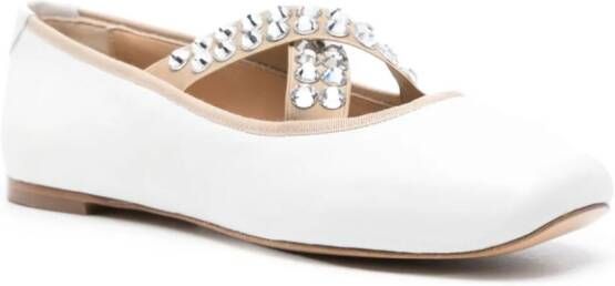 Casadei crystal-embellished ballerina shoes White