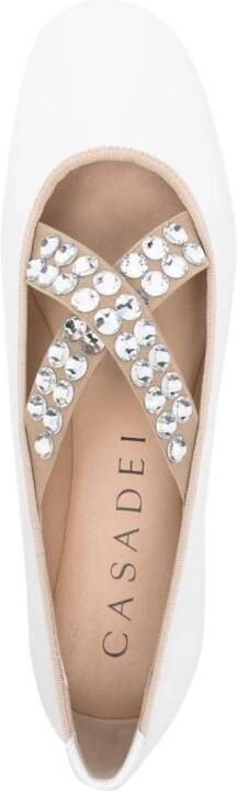 Casadei crystal-embellished ballerina shoes White