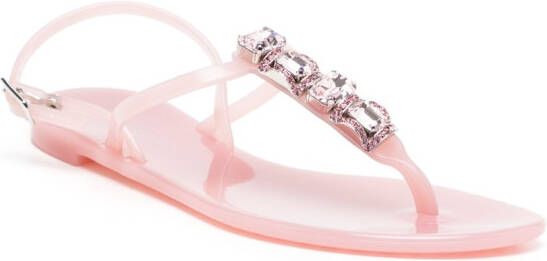 Casadei crystal-embellished beach flip flops Pink
