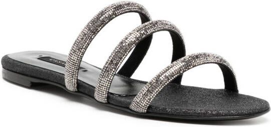 Casadei crystal-embellished flat sandals Black
