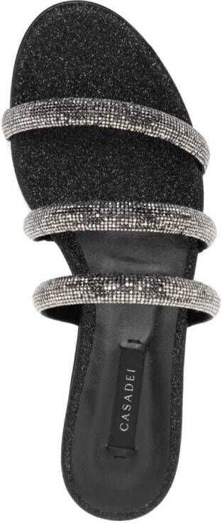 Casadei crystal-embellished flat sandals Black