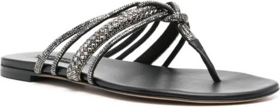 Casadei crystal-embellished flat sandals Grey