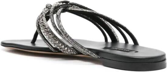 Casadei crystal-embellished flat sandals Grey