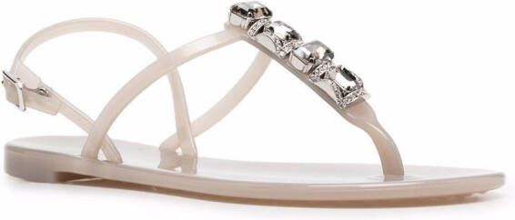 Casadei crystal-embellished jelly sandals Grey