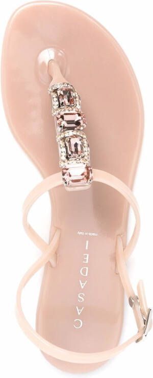 Casadei crystal-embellished jelly sandals Neutrals