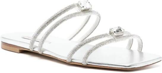 Casadei crystal-embellished leather sandals Silver