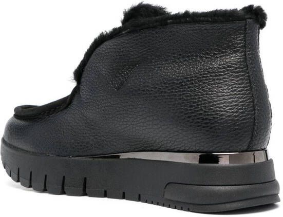 Casadei crystal-embellished shearling lined boots Black