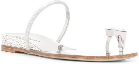 Casadei crystal toe strap sandals Silver