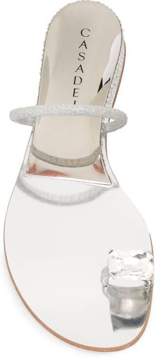 Casadei crystal toe strap sandals Silver