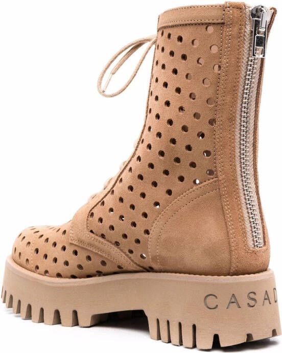 Casadei cut-detail lace-up boots Brown