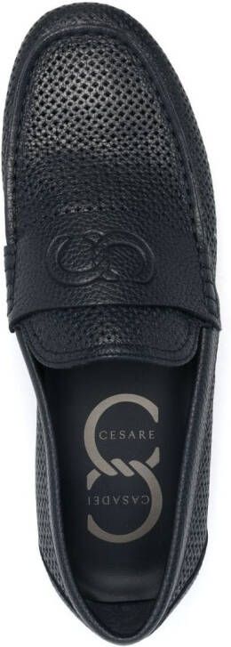 Casadei Dollaro debossed-logo leather loafers Blue
