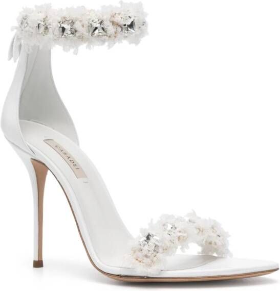 Casadei Elasa+Minorca gem-embellished leather sandals White