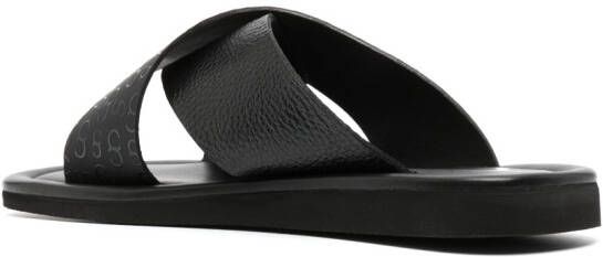 Casadei embossed-monogram leather slides Black