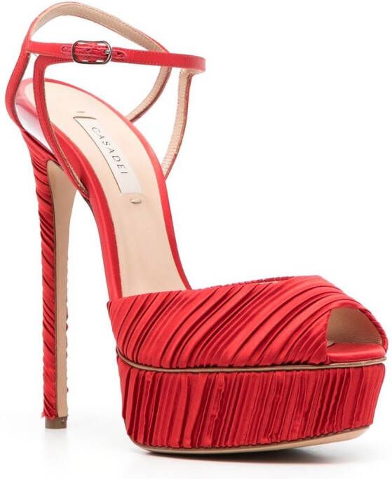Casadei Flora 140mm plissé platform sandals Red