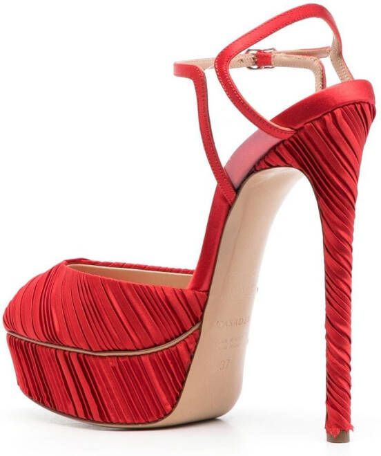 Casadei Flora 140mm plissé platform sandals Red