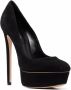 Casadei Flora suede-leather pumps Black - Thumbnail 2