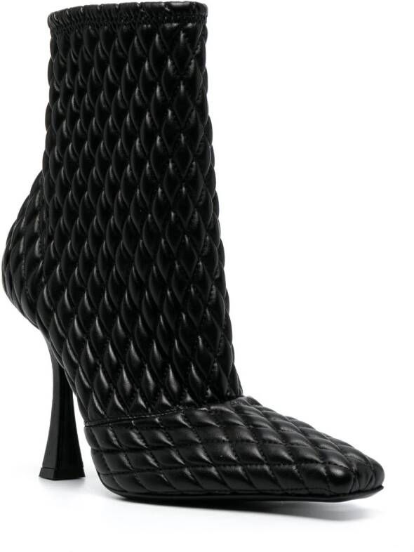 Casadei Geraldine Dome quilted leather boots Black