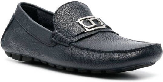 Casadei grained plaque-detail loafers Blue