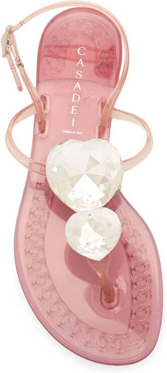 Casadei heart crystal-embellished sandals Pink