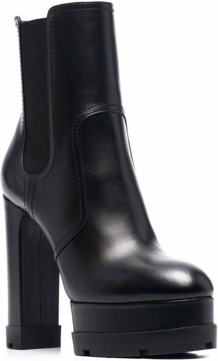 Casadei high block-heel leather boots Black