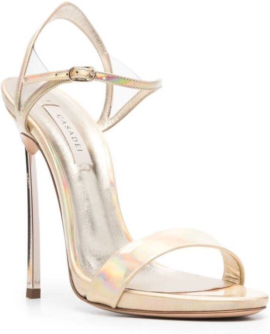 Casadei holographic 130mm sandals Gold