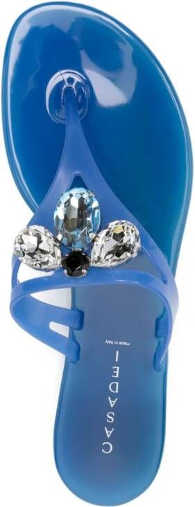 Casadei Jelly crystal-embellished flip flops Blue